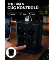 Akım Korumalı 8'li Dikey Priz 4 USB 2 Type-C Hızlı Şarj Destekli Çoklu Priz