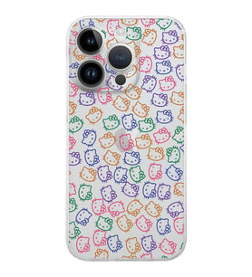 Apple iPhone 14 Pro Uyumlu Kamera Korumalı Tıpalı Kapak Hello Kitty Tasarımlı ŞeffafKılıf
