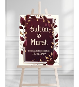Söz Nişan Düğün İçin 50x70 Karşılama Panosu - Kırmızı Tasarımlı