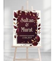 Söz Nişan Düğün İçin 50x70 Karşılama Panosu - Kırmızı Tasarımlı