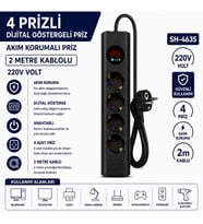 SH-4635 Akım Korumalı Dijital Priz