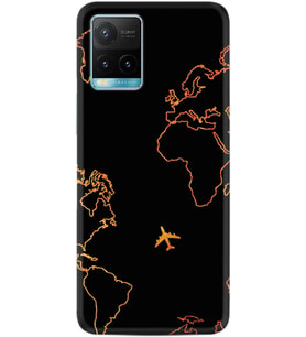 Vivo Y11S Y21S Y20 Y20S Y70 Kılıf Desemli Silikon Harita ve Uçak 1777