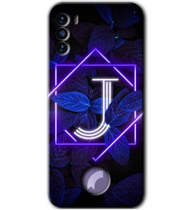 Reeder S19 Max Pro S Kılıf HD Desen Baskılı Arka Kapak - Dark Neon Yaprak J Harfi