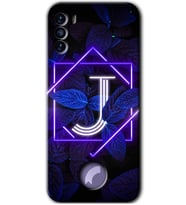 Reeder S19 Max Pro S Kılıf HD Desen Baskılı Arka Kapak - Dark Neon Yaprak J Harfi
