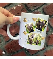 Size Özel Gold Mavi Kalpli Kişiye Özel Resimli ve isimli Baskılı Kupa Bardaklar
