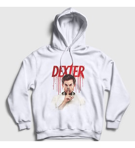 Presmono Unisex Beyaz Shhh Dexter Kapüşonlu Sweatshirt 188933tt