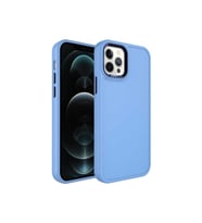 Apple iPhone 14 Pro Max Uyumlu Kılıf Metal Çerçeve ve Buton Tasarımlı Sert Zore Botox Kapak (Mavi)