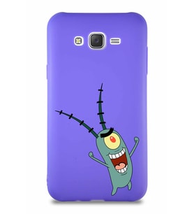 Samsung Galaxy J7 Soft Premier Kapak Plankton Tasarımlı Silikon Kılıf - Mor (Şeffaf)