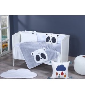 Lüx Sevimli Panda Figürlü Welsoft Battaniye + Yastık