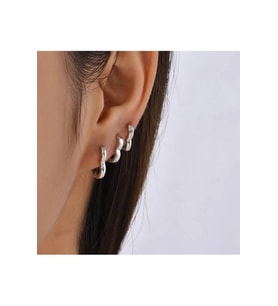 6 Parça Kalp Model Küpe Seti Halka Sade Kullanımlı Silver Renk (Çok Renkli)