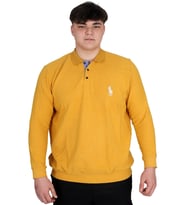 Mode XL Büyük Beden Erkek Sweat Polo Selanik Horse 23442 Hardal