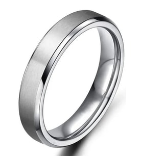 4mm Köşeli Mat Düz Model Unisex Erkek Kadın Çelik Alyans Yüzük cl40 (Beyaz)