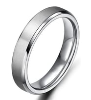 4mm Köşeli Mat Düz Model Unisex Erkek Kadın Çelik Alyans Yüzük cl40 (Beyaz)