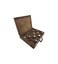 Richbox Bond 30'lu Saat Çantası Alcantara Kahve Camsız