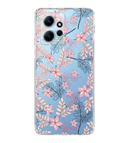 PrintiFy Xiaomi Redmi Note 12 4G Uyumlu Kamera Korumalı Floral Kırmızı Tasarımlı Şeffaf Kılıf