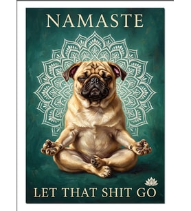 Pug Köpek Yoga Namaste Mandala Dekoratif Kanvas - Mdf Ahşap Tablo