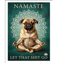 Pug Köpek Yoga Namaste Mandala Dekoratif Kanvas - Mdf Ahşap Tablo