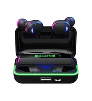 E10 Mipods Işıklı Kablosuz Powerbankli Bluetooth Kulaklık Siyah