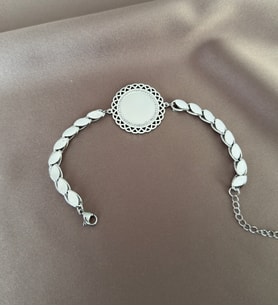 Taşlı Çeyrek Model Bileklik (Gümüş)