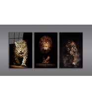 İdealizbiz Aslan , Kaplan , Jaguar 3 lü Set Cam Tablo