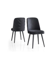 Modern Yemek Odası Mutfak Sandalyesi Venedik 2 Li Set  (Siyah)