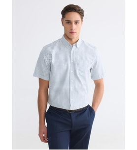 LCWAIKIKI Classic İndigo Regular Fit Ekose Poplin Erkek Gömlek