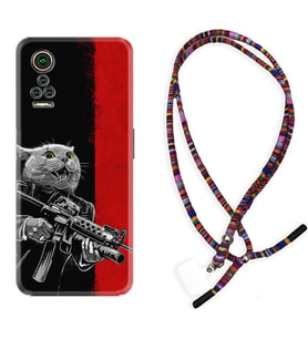 General Mobile GM 21 Pro GM 22 Pro Plus Kılıf Boyun Asklı Rasta Silikon Çılgın Kedi 1674
