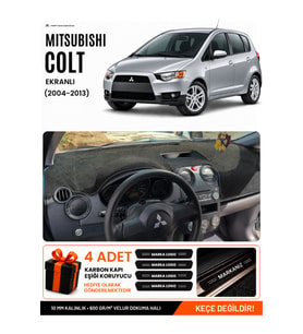 MITSUBISHI COLT EKRANLI (2004-2013) Uyumlu Torpido Örtüsü Torpido Kılıfı - Siyah