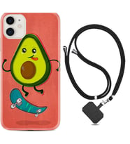 Apple iPhone 11 12 13 Mini Kılıf Boyun Askılı Silikon Avokado Skate 1741