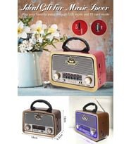 nostaljik radyo 301 led ışıklı bluetooth sd kart giriş sarjlı el fenerli eskitme nostaljik radyo (Kahverengi)