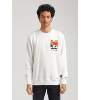 Bisiklet Yaka Ekru Slim Fit Sweatshirt 23FWM60151
