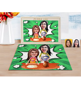 BK Gift Kişiye Özel Anne Kız Karikatürlü 1000 Parça Profesyonel Puzzle-2