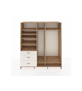 Kronos Dolap 9 Raflı 3 Çekmeceli 3 Askılı 220x59x243 Çam-Çam/Aytaşı