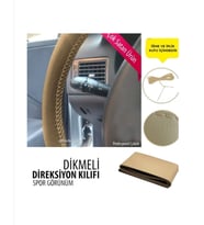 Dikmeli Direksiyon Kılıfı Soft Esnek Kokusuz Standart Bej Renk