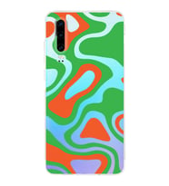 Huawei P30  Kamera korumalı Kapak Renkli Desen Tasarımlı  Şeffaf Kılıf