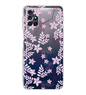 Samsung Galaxy M31s  Kamera Korumalı Kapak Floral Pudra Tasarımlı  Şeffaf  Kılıf
