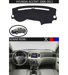 Hyundai Accent Era 2006-2011 Için Uygun Torpido Koruma Halısı Siyah Kenar Renk Siyah