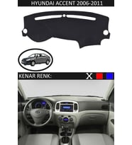 Hyundai Accent Era 2006-2011 Için Uygun Torpido Koruma Halısı Siyah Kenar Renk Siyah
