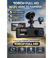 Full HD WiFi Araç İçi Kamera 170° Geniş Açı Gece Görüşlü Dash Cam Park Modu Döngü Kayıt