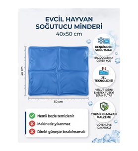 50x40 cm Kendinden Soğutmalı Jel Teknolojili Kedi Minderi, Serinletici Mat
