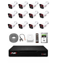 FURY 12 Kameralı Güvenlik Kamera Seti 2MP 1080P Full HD 6 Atom LED Gece Görüşlü 1 TB HDD 5525