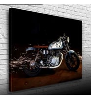 Gri Klasik Naked Motosiklet Kanvas Tablo 50 x 70