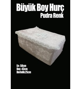 Çeyizlik Büyük Tek Hurç Çiçekli, Kadife Tek Hurç Çeyizlik Dantelli Hurç, Pudra Büyük Boy Hurç