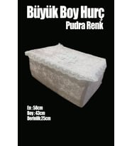 Çeyizlik Büyük Tek Hurç Çiçekli, Kadife Tek Hurç Çeyizlik Dantelli Hurç, Pudra Büyük Boy Hurç