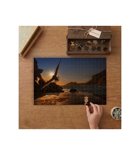Sahilde Uçan Kuş Tasarımı 240 parça Ahşap Puzzle Ahşap Kutuda MP03981