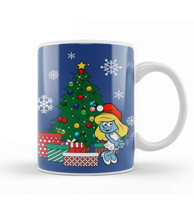Smurfette Around The Christmas Tree Kupa Bardak Porselen
