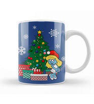 Smurfette Around The Christmas Tree Kupa Bardak Porselen