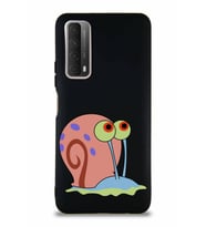 Huawei P Smart 2021 Soft Premier Kapak Salyangoz Gary Tasarımlı Silikon Kılıf - Siyah (Şeffaf)