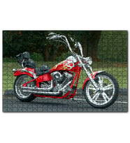 Cakapuzzle Kırmızı Alevli Chopper Motorsiklet  Puzzle Yapboz MDF (Ahşap) (120 Parça)
