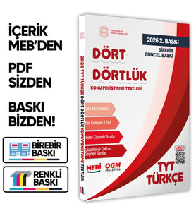 2026 YKS-TYT MEBİ-OGM Dört Dörtlük Türkçe Pekiştirme Testi A4 Renkli Soru Bankası BASKI ÜCRETİ
